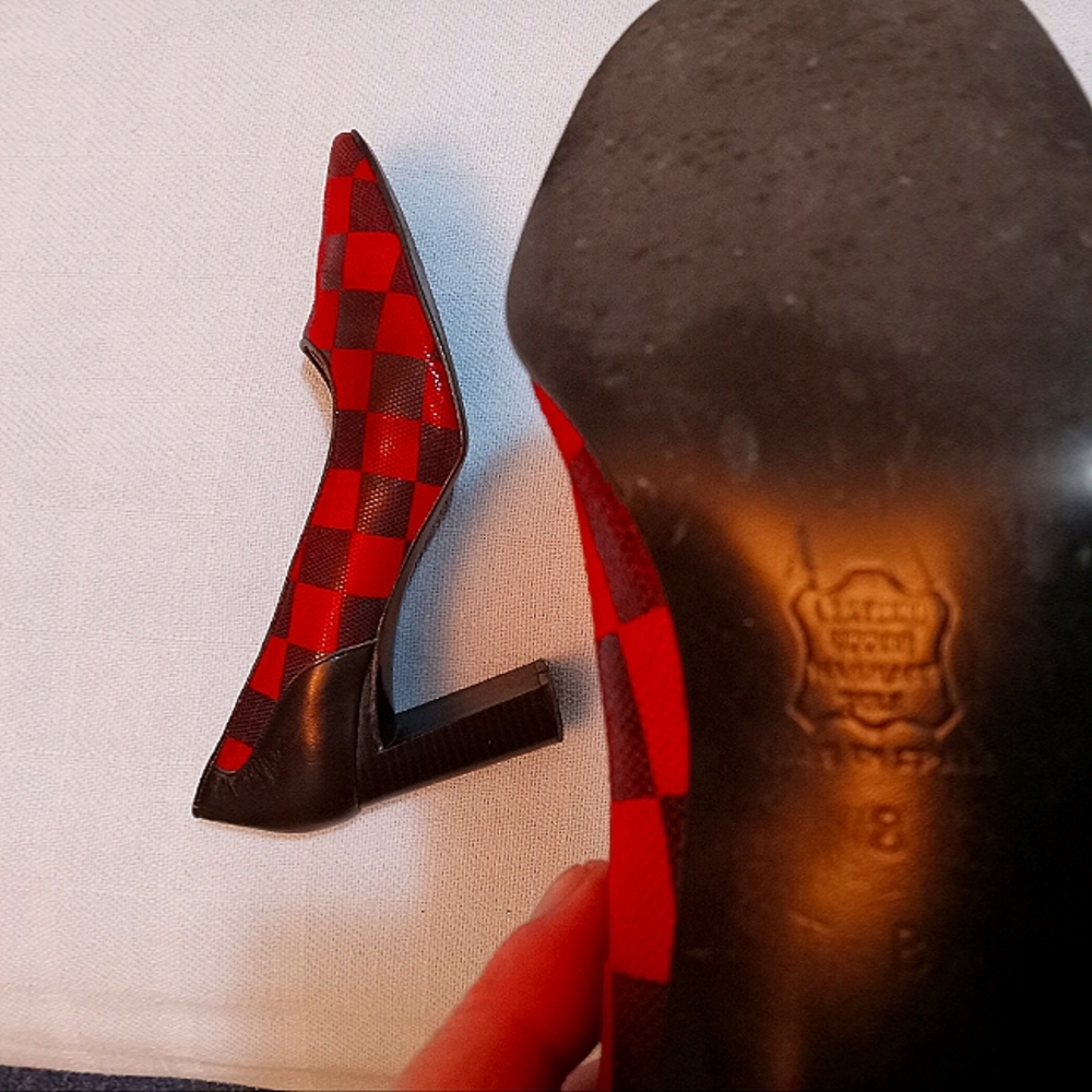 KASPER Shoes Red and Black Checkers Ladies Size 8